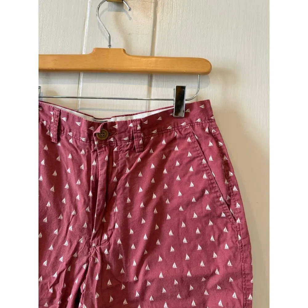 J Crew Gramercy Shorts Nantucket Red Sailboat Print 30